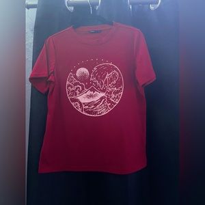 wave print round neck tee